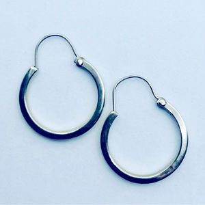 VINTAGE ALPACA Silver w/Stamp Hoop Earrings - Lightweight